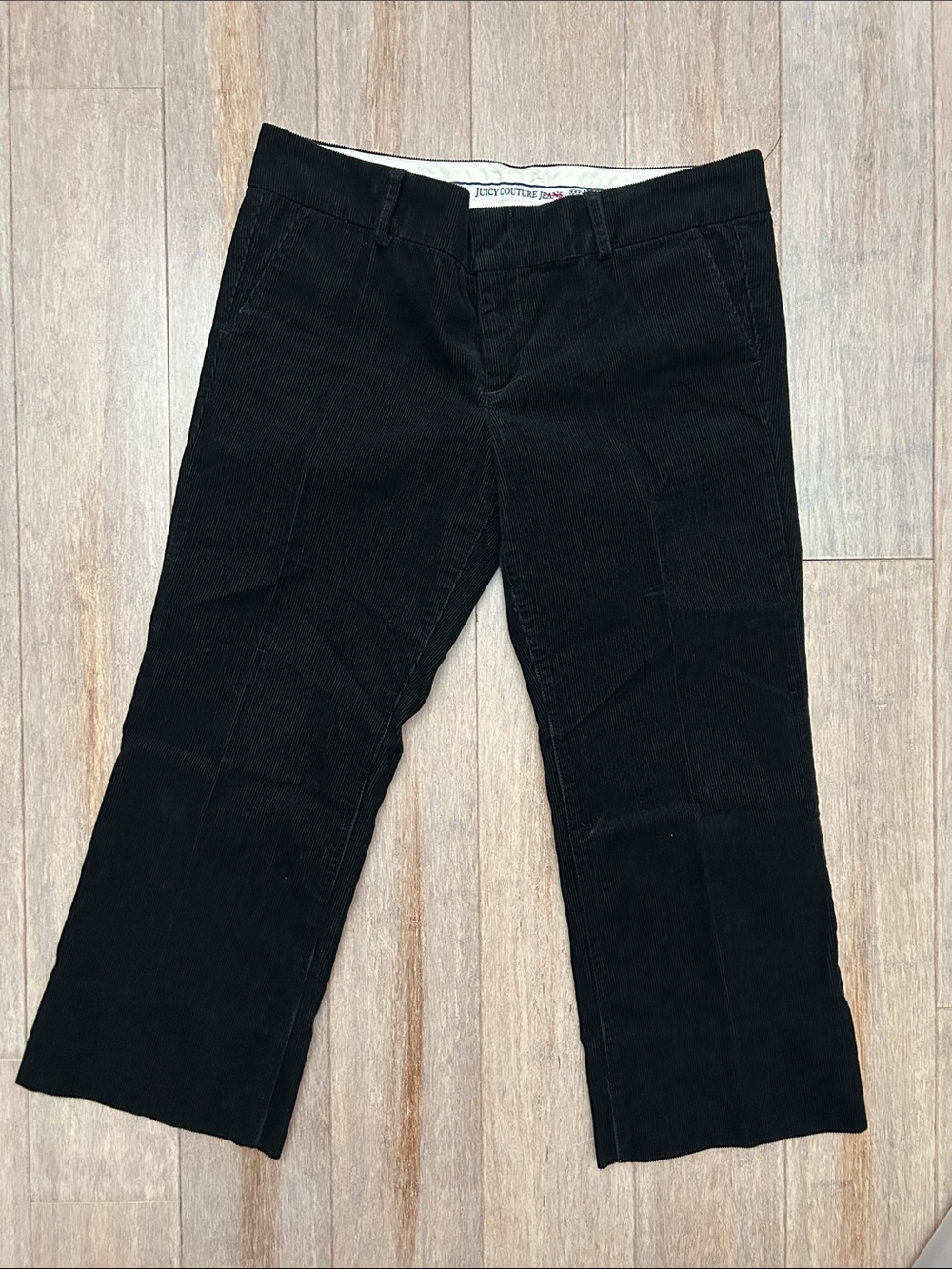 VTG Juicy Couture Low Rise Black Corduroy Cropped Jeans size 29